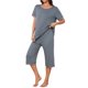 thumbnail image 4 of INSPIRE CHIC Conjunto de Pijama de Manga Corta para Mujer Pantalones Capri de Modal S Gris, 4 of 6