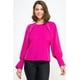 thumbnail image 1 of Top Casual Básico De Manga Larga Raglán Con Cuello Redondo Y Lazo En La Espalda Color Magenta (para Mujer), 1 of 2