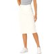 thumbnail image 4 of INSPIRE CHIC Falda de Mezclilla de Cintura Alta para Mujer Falda de Jean a la Rodilla con Dobladillo Deshilachado y Bolsillos Crema Blanco XL, 4 of 6