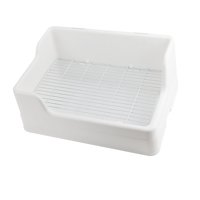 Magideal - Caja De Arena Para Conejos, Bandeja Portátil Para Entrenador De Orinal, Jaula De Ropa De Cama Estable Para Interiores, Inodoro Duradero Para Mascotas , Blanco