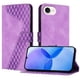 thumbnail image 2 of Funda tipo cartera para iPhone 16E con tarjetero, bolsillo para billetes, soporte, cierre magnético y correa para la muñeca, funda tipo folio con textura geométrica morado, 2 of 5