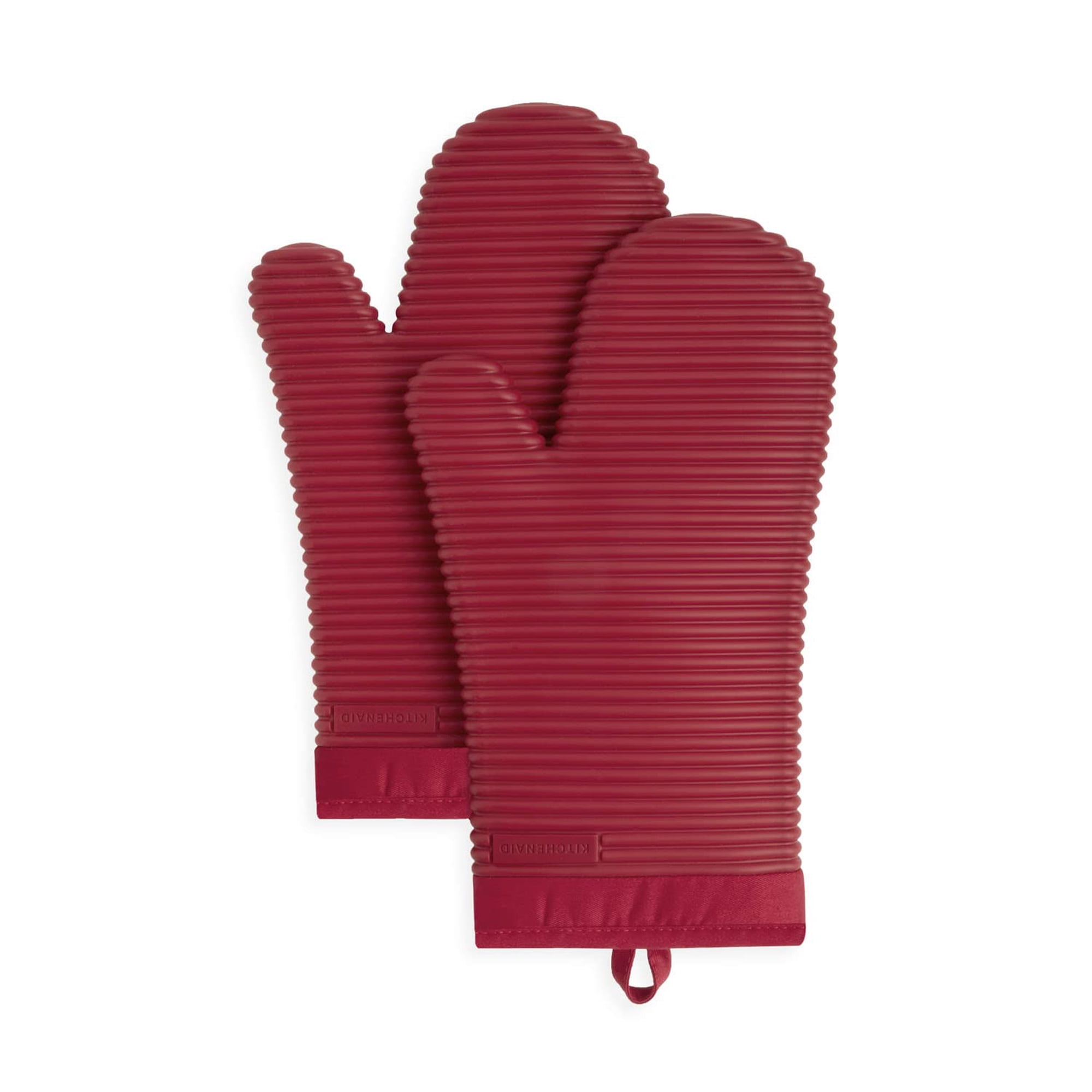 Juego De Guantes De Cocina Kitchenaid De Silicona Suave Acanalada, Color Rojo Pasión