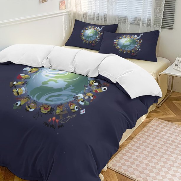Earth Minions Comforter Set Soft 3 Pcs Twin Bedding Sets Thicken for All Season