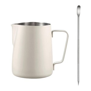 Bothyi - Espresso Latte Art Cup 350Ml Superficie Lisa Jarra Para Espumar Leche Jarra Café Blanco Cálido