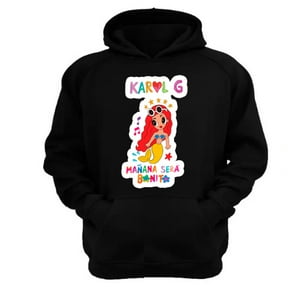 Genérico - Polerón Canguro Karol G Negro Talla Xs Unisex