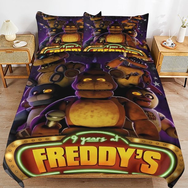 x284 Five Nights at Freddy's FNAF Bed Duvet Cover Microfiber Bedding Sets 3D Printed Lightweight 3 Piece Comforter Sets, 1 Duvet Cover And 2 Pillow Shams for Kids Boys Girls 79"x90" jn2