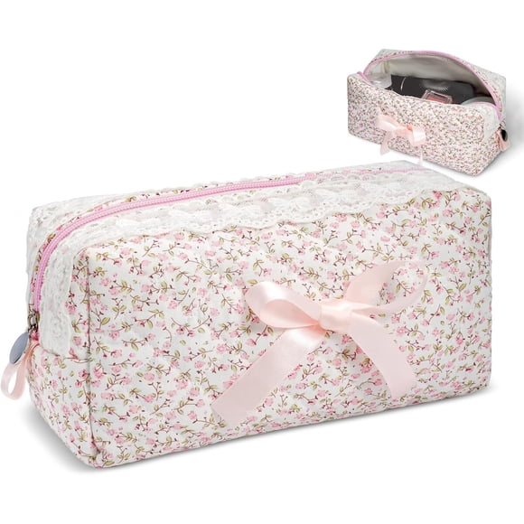 Neceser Maquillaje Acolchado Coquette Moao Encaje 21x10x11cm