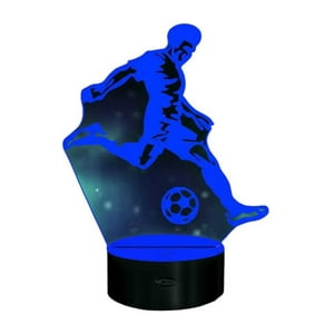 Lelumania - Lampara Ilusion 3D Jugador Fútbol De 7 Colores, Base Touch