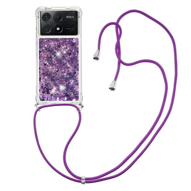 Funda FOXDOCK para Xiaomi Poco X6 Pro con Cuerda Ajustable, Brillo Líquido, Protección Antigolpes y Lente – Ideal para Regalo