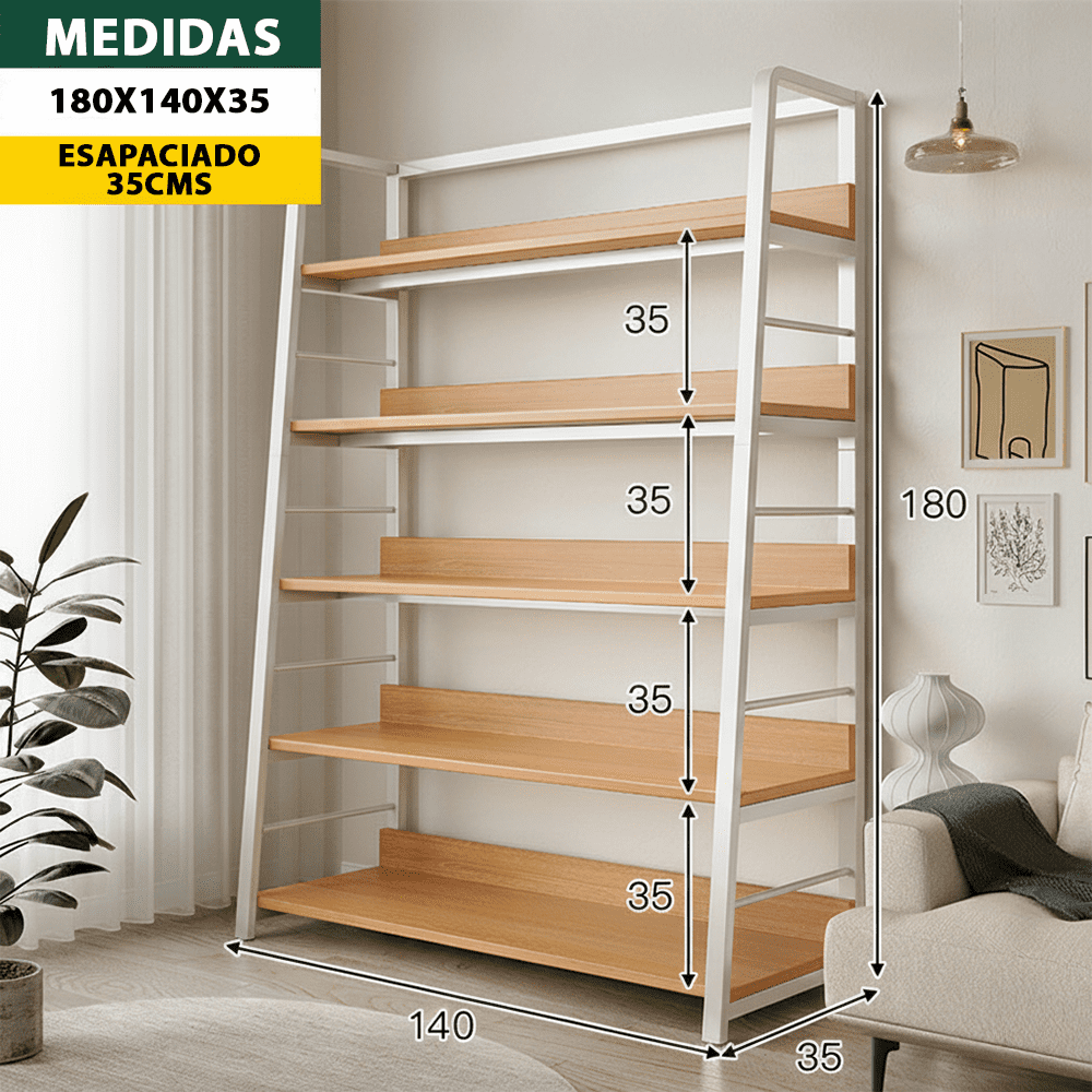 Tienda El Garage - Repisa Estanteria Madera Modelo Milan 5 Niveles 180*140*35 Sin Puertas Xp 1