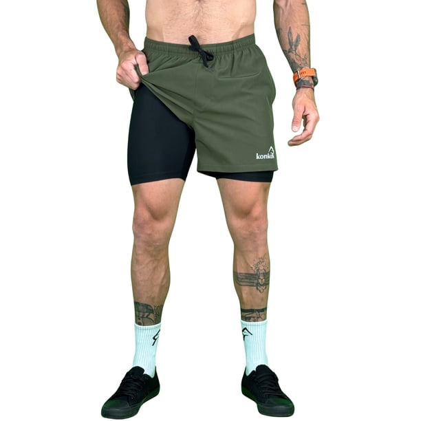 Eco Short Deportivo Doble Capa 2 en 1 perfect Army Konko