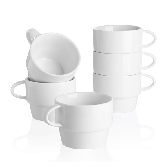 Juego de 6 tazas de café Sweese 300 ml blancas apilables