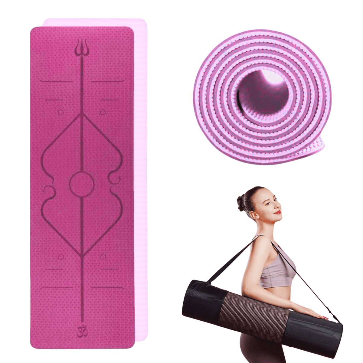 Linea Sport - Mat De Yoga 8mm Con Guías De Postura Y Bolso De Transporte