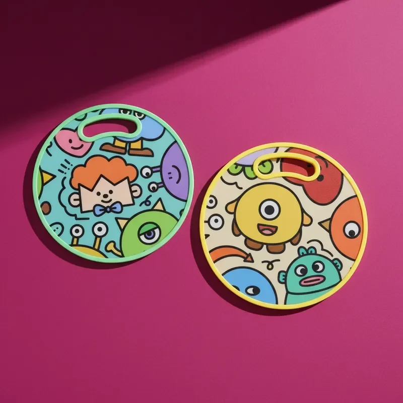 Genérico - Tabla De Picar Infantil Redonda Con Diseño De Monstruos 30cm