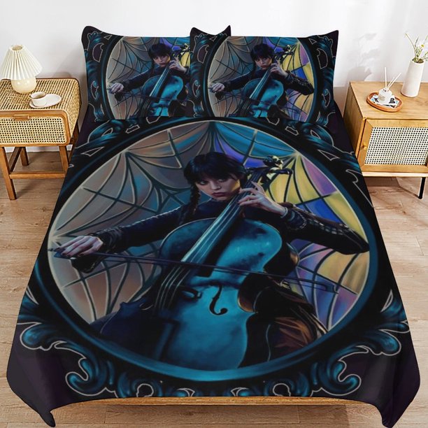 Wednesday Addams Duvet Cover Set 3 Piece Bedding Set Double Sided Printing Decorative Comforter Cover Set