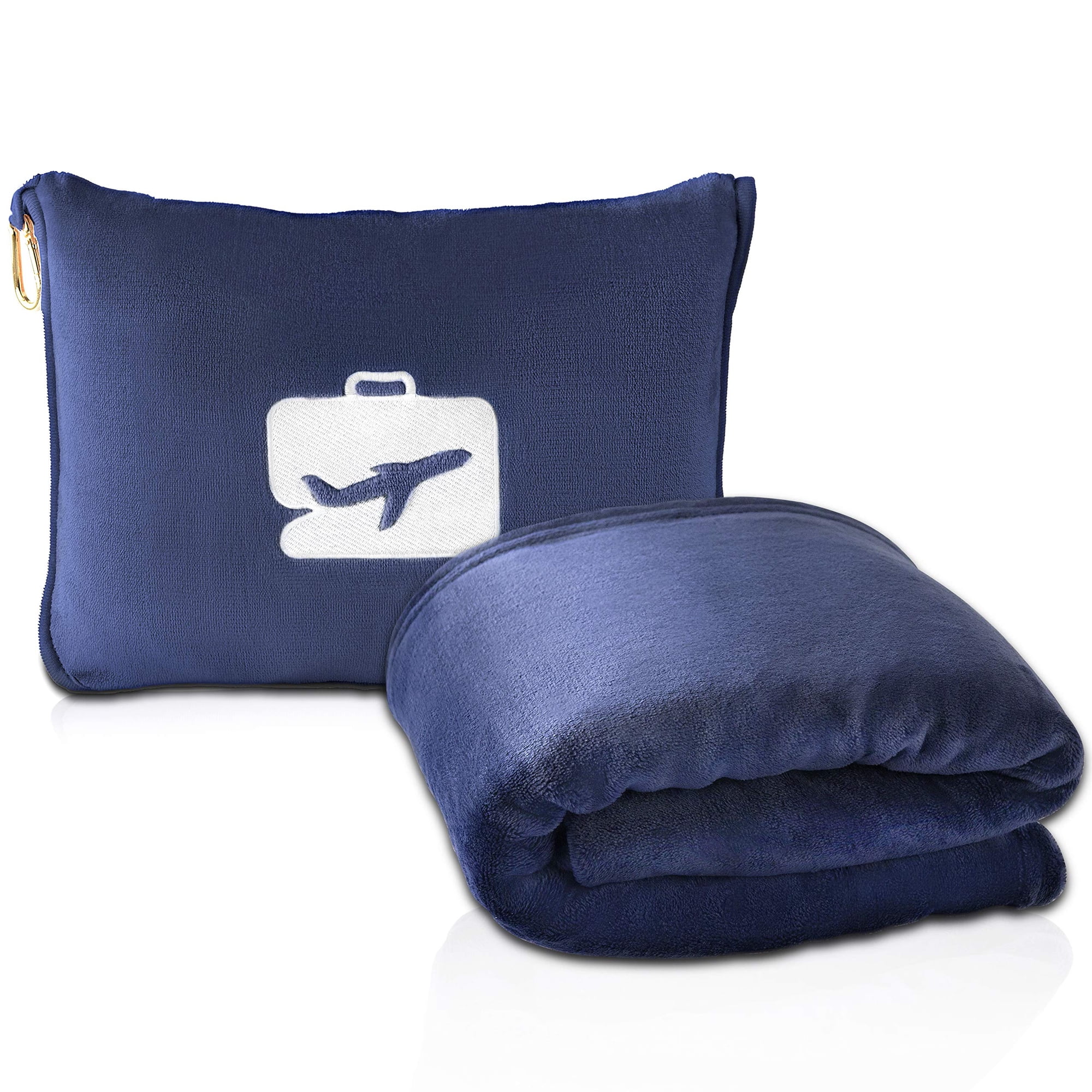 Manta Y Almohada De Viaje Eversnug Premium Soft Azul Marino