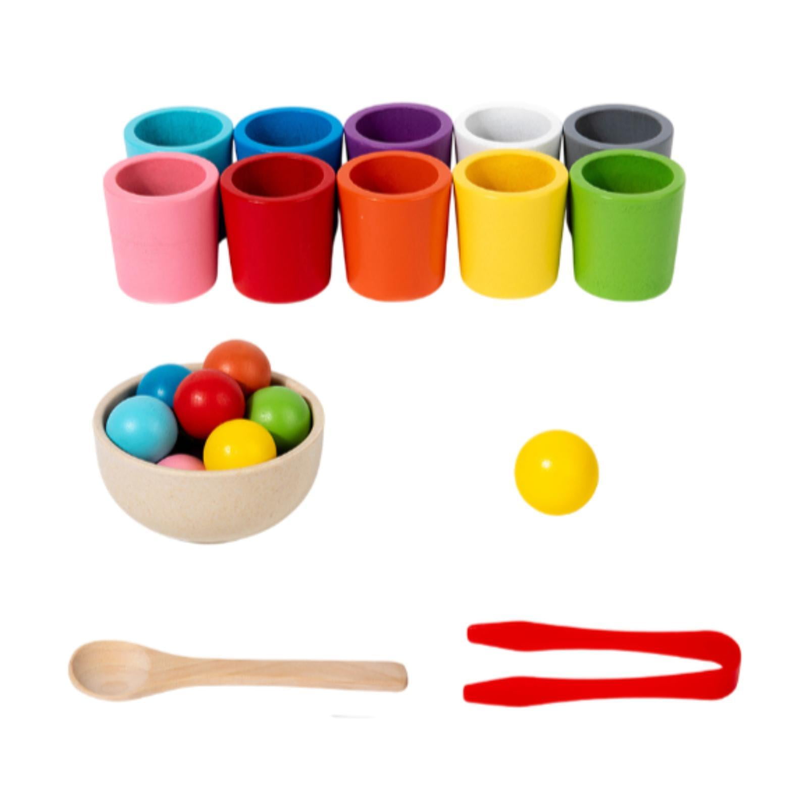 Magideal - Bolas De Arcoíris En Tazas Taza Para Clasificar Colores De Bebés Juguete Educativo De Aprendizaje Juego De Combinación De Madera Para Niños De 1, 2 Y
