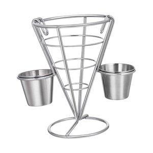 Magideal - Rejilla Para Papas Fritas, Canasta Para Freír Estilo Occidental, Canasta Reutilizable Para Escurrir Aceite, Canasta Para Alimentos, Arte En Hierro, Re Copa Doble