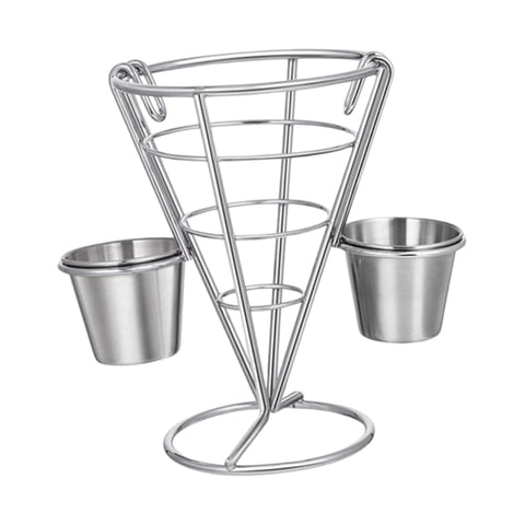 Magideal - Rejilla Para Papas Fritas, Canasta Para Freír Estilo Occidental, Canasta Reutilizable Para Escurrir Aceite, Canasta Para Alimentos, Arte En Hierro, Re Copa Doble