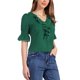 thumbnail image 4 of Blusa de Gasa Semitransparente con Volantes y Mangas Abullonadas hasta el Codo para Mujer de INSPIRE CHIC S Verde Esmeralda, 4 of 6