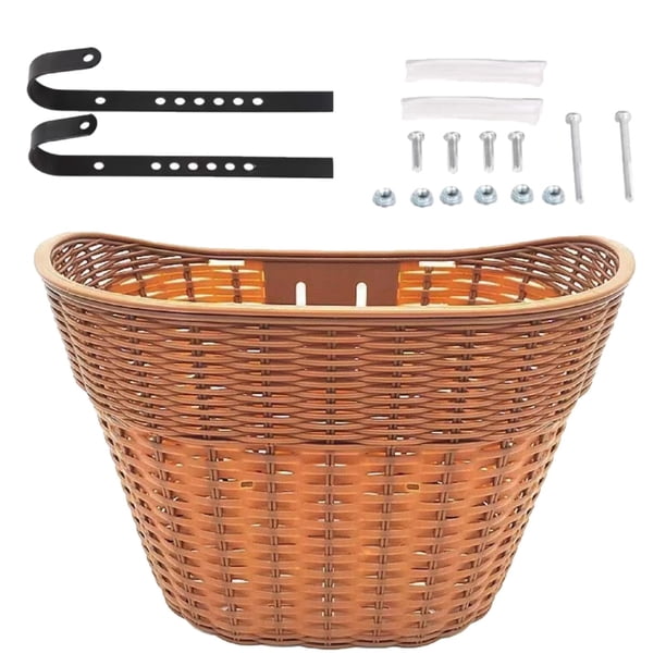 Cesta para bicicleta Portaequipajes para bicicleta Cesta delantera para bicicleta Cesta de almacenamiento para acampar al aire libre , MARRÓN marrón