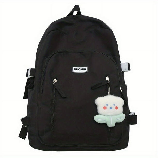 1pc Simple Solid Color Backpack, Preppy Versatile Casual Schoolbag, High School Middle School Students Backpack, College Students Travel Backpack, Students Commuter Bag For Daily Use