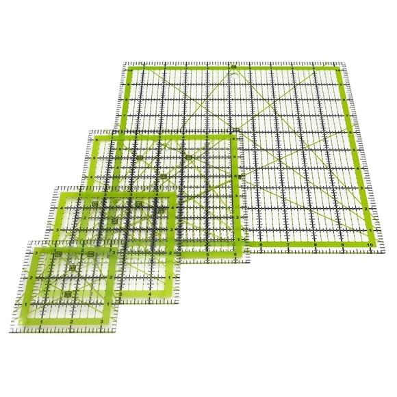 Reglas de acolchado LINXIAO, 4 piezas, acrílicas, color verde