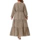 thumbnail image 3 of Agnes Orinda Vestido Maxi Largo de Lunares para Mujer Talla Grande de Escuela Colegio con Mangas de Linterna y Dobladillo con Volantes Flowy Boho 3X Caqui, 3 of 6
