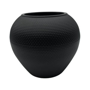 Fliperex - Macetero Plastico Redondo Ovalado Moderno Con Textura S Negro