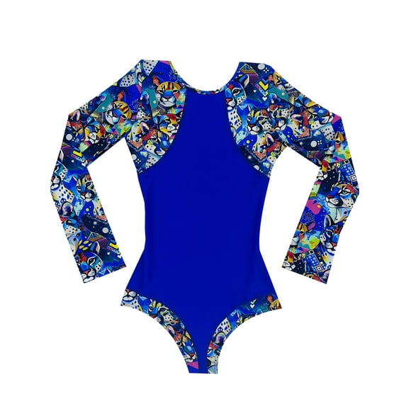 Traje De Baño De Niña Manga Larga Azul 8