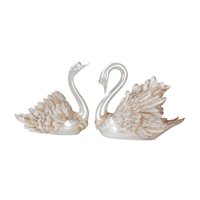Magideal - 2 Esculturas De Cisne, Figuritas De Cisne, Regalo De Cumpleaños, Adornos Modernos, Decoración Del Hogar Para Balcón, Mesa, Estantería, Centro De Mesa, Blanco