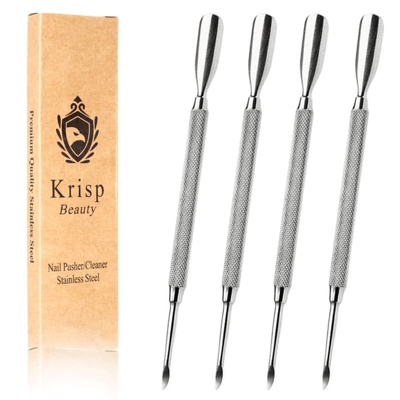Juego de 4 piezas de acero inoxidable de doble cara Krisp Beauty Cuticle Pusher