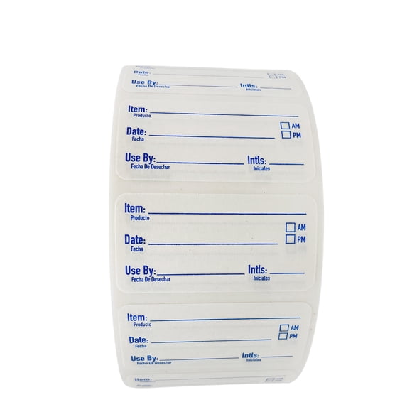 Etiquetas alimentarias solubles ATL Direct 2x1, 1000 pegatinas azules