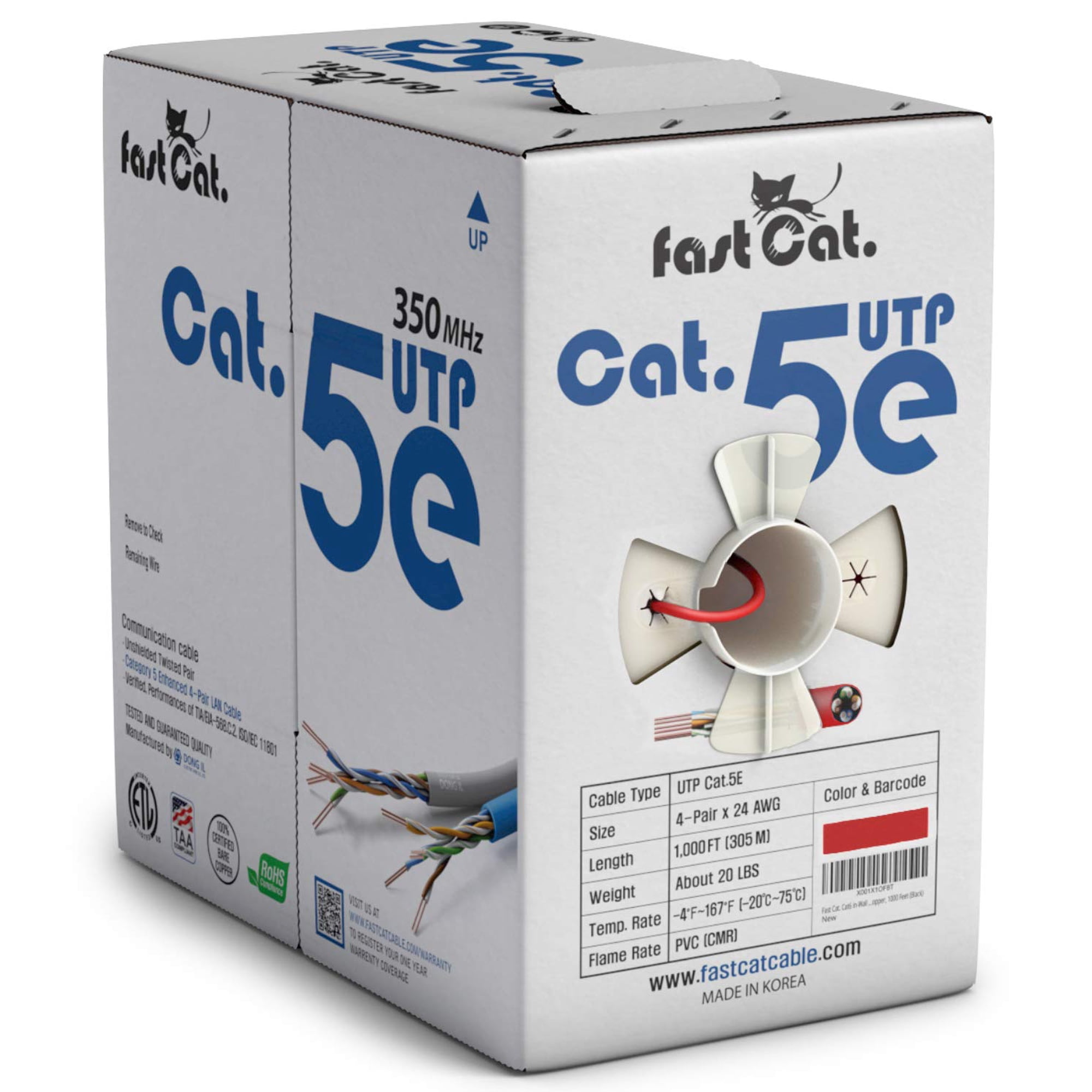Cable Ethernet Cat5e 305 M 24 Awg 350 Mhz Cmr Fast Cat.