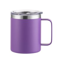 Xusx111 - Taza De Café Aislada De Acero Inoxidable Con Mango, Taza De Vaso De Viaje De Vacío De Doble Pared De 14Oz Con Tapa Deslizante (Púrpura)