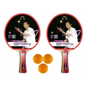 Set Ping Pong Sensei 2 Paletas + 3 Pelotas - 2* Goma Lisa