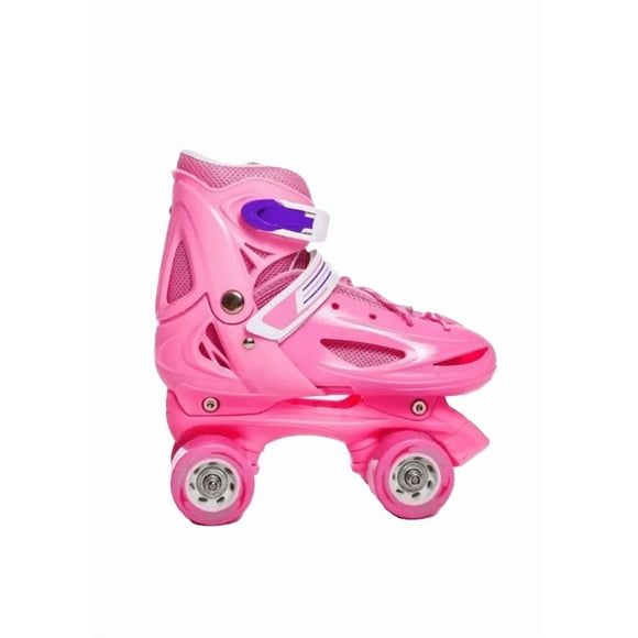 Patines rollers niña más protectores y casco talla M 30-33, rosado