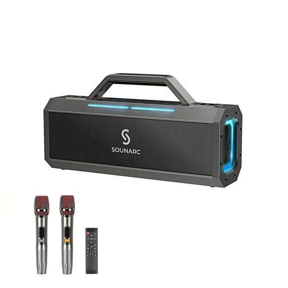 Sounarc K1 Parlante para Karaoke Bluetooth 150W IPX6 18000mAh RGB 2 Microfonos