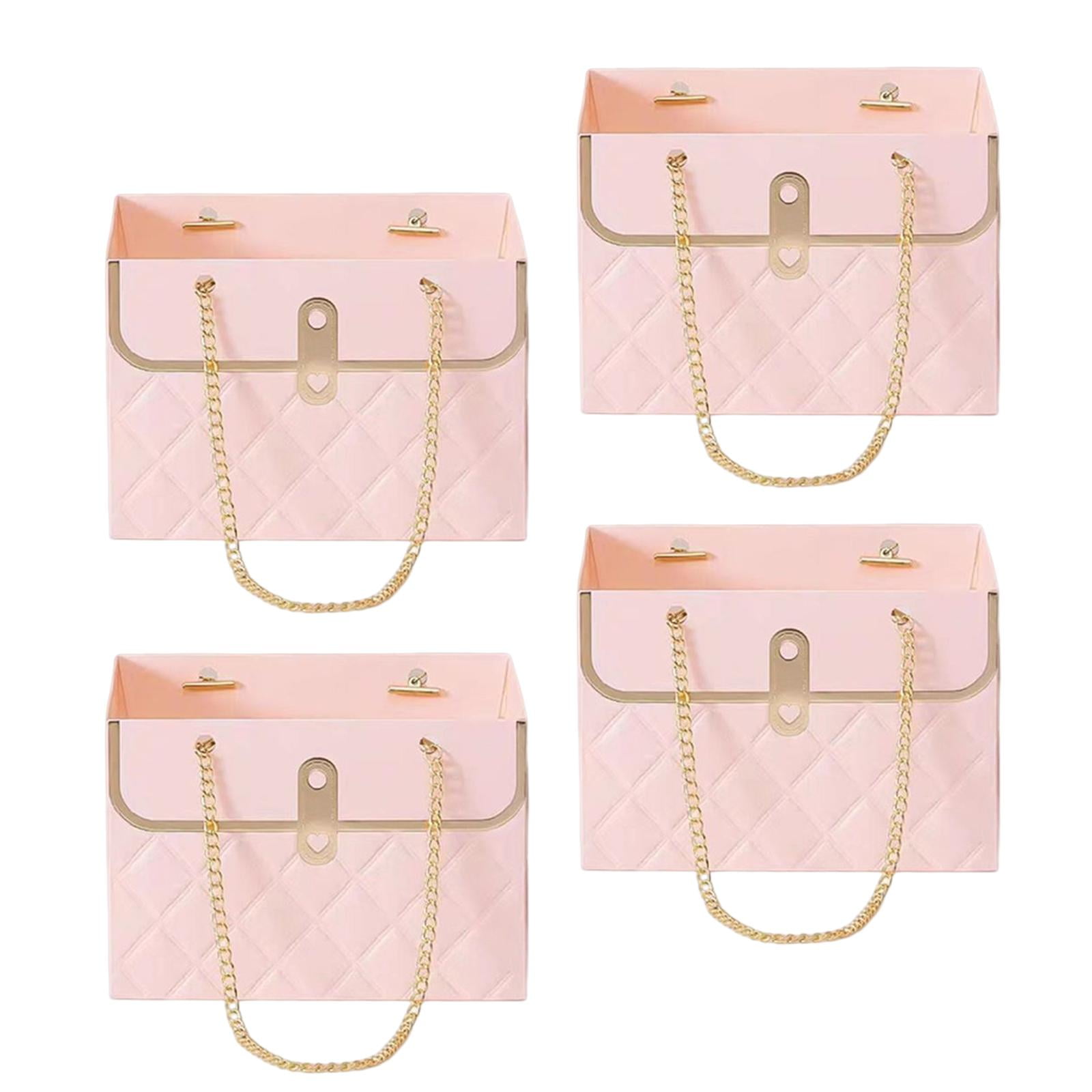 Bothyi - 4 Piezas De Cajas De Ramo, Bolsa De Papel De Regalo Para Arreglos De Cumpleaños, Regalos, Color Rosa