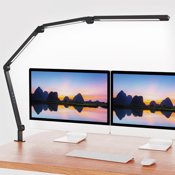 Lámpara LED de escritorio AILBTON, abrazadera ajustable con brazo oscilante regulable