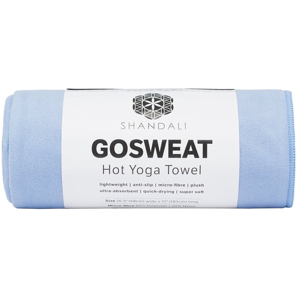 Toalla de yoga Shandali GoSweat, gamuza, microfibra, 67 x 183 cm, azul