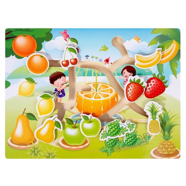 Wooden Digital Walking Maze Animal Fruit Track Finding Place Matching Maze Early Education Parent-child Educational Toys
