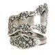 thumbnail image 1 of Anillo de cuchara oxidado de plata de ley 925 ajustable con diseño floral, 1 of 6