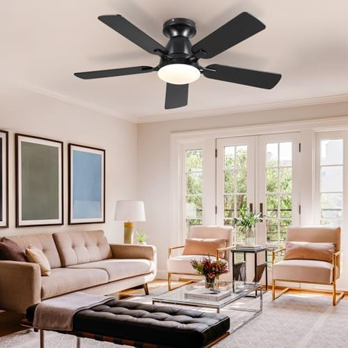 Ventilador Techo Mpayel 46 Pulgadas Led Negro Control Remoto