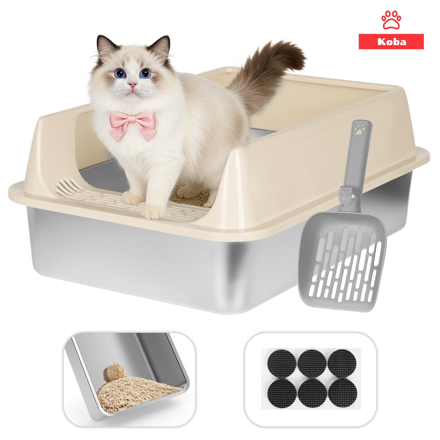 Arenero Gatos Grande Michis Baño Sanitario Acero Inox Con Pala Color Café