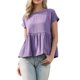 thumbnail image 1 of Blusa de Manga Corta INSPIRE CHIC para Mujeres Cuello Redondo Casual con Volantes Flowy Primavera Verano Salidas Blusas Top S Púrpura, 1 of 6
