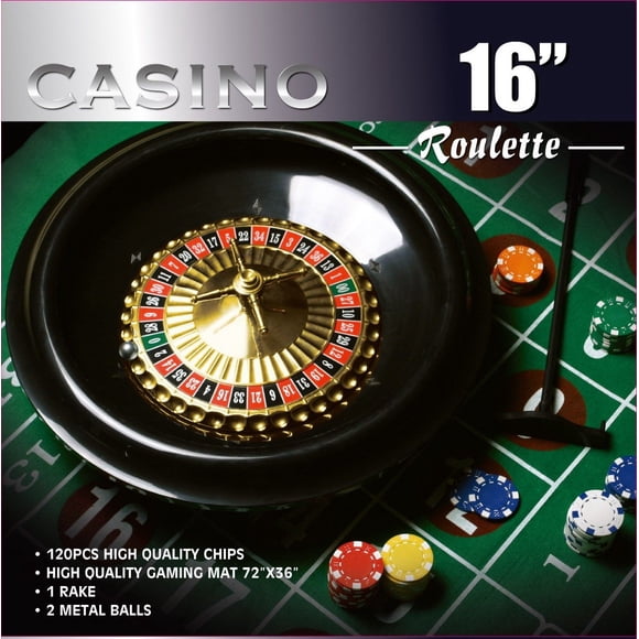 DA VINCI Conjunto de Juego de Ruleta de 16 pulgadas con 120 fichas de 11,5 g, tapete de fieltro de 3 × 6 pies y rastrillo