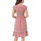 thumbnail image 3 of INSPIRE CHIC Vestido Midi Floral de Rayón para Mujer con Cintura Fruncida, Manga Corta, Ligero, Ajustado y Acampanado para Primavera y Verano, Blanco Rojo M, 3 of 6