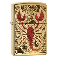 Mechero De Bolsillo Zippo, Diseño De Crustáceos, Latón Pulido