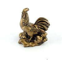 Figura Feng Shui Import Con Diseño De Gallo, Resina Dorada, 10 Cm